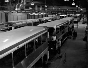 Brownsville Texas Eagle Assembly line (Paint Department) Eagle Model 05 Trailways coaches receive the bodywork that gives them their distinctive flair.